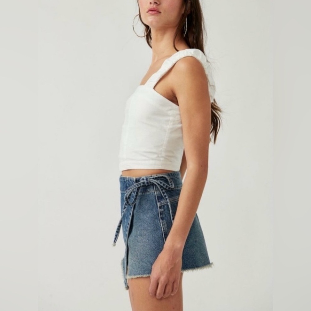 NWT Free People Cropped Ashley Tank White Size Extra Large - Picture 2 of 12